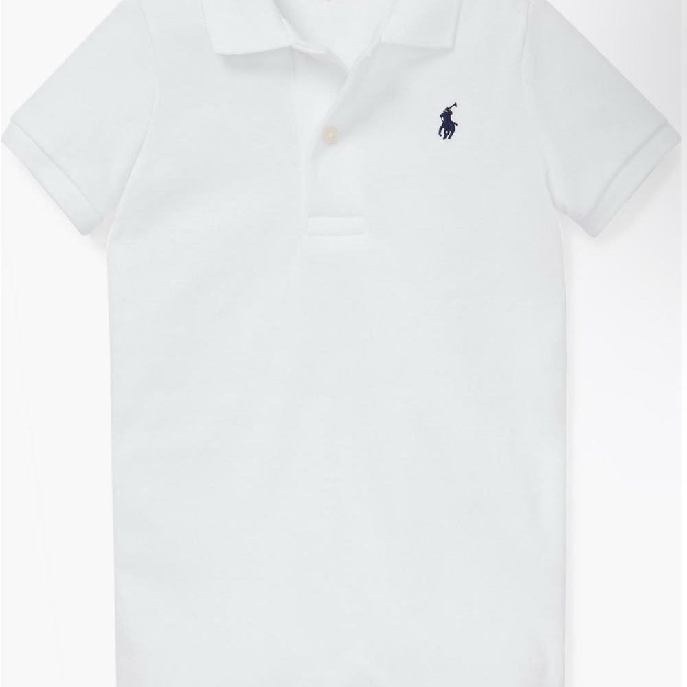 Ralph Lauren Baby Polo Romper – Soft White, Size 12 Months